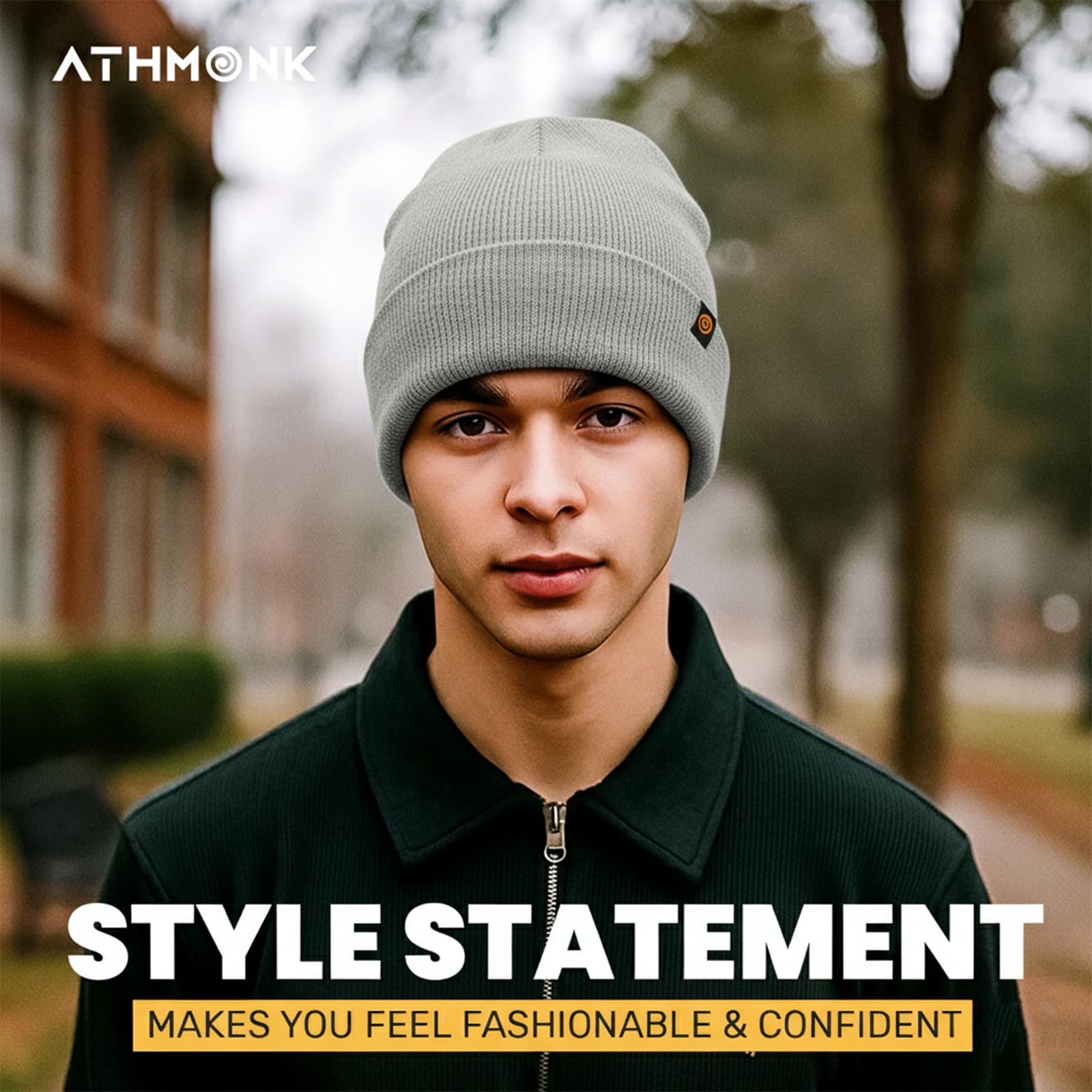 Athmonk Winter Woolen Beanie Cap for Men & Women | Warm Cuff Head Cap for Winters | Cold Weather Hat for Girls & Boys 100% Woollen Fabric Ultra Soft & Cozy | Garam Topi for Man